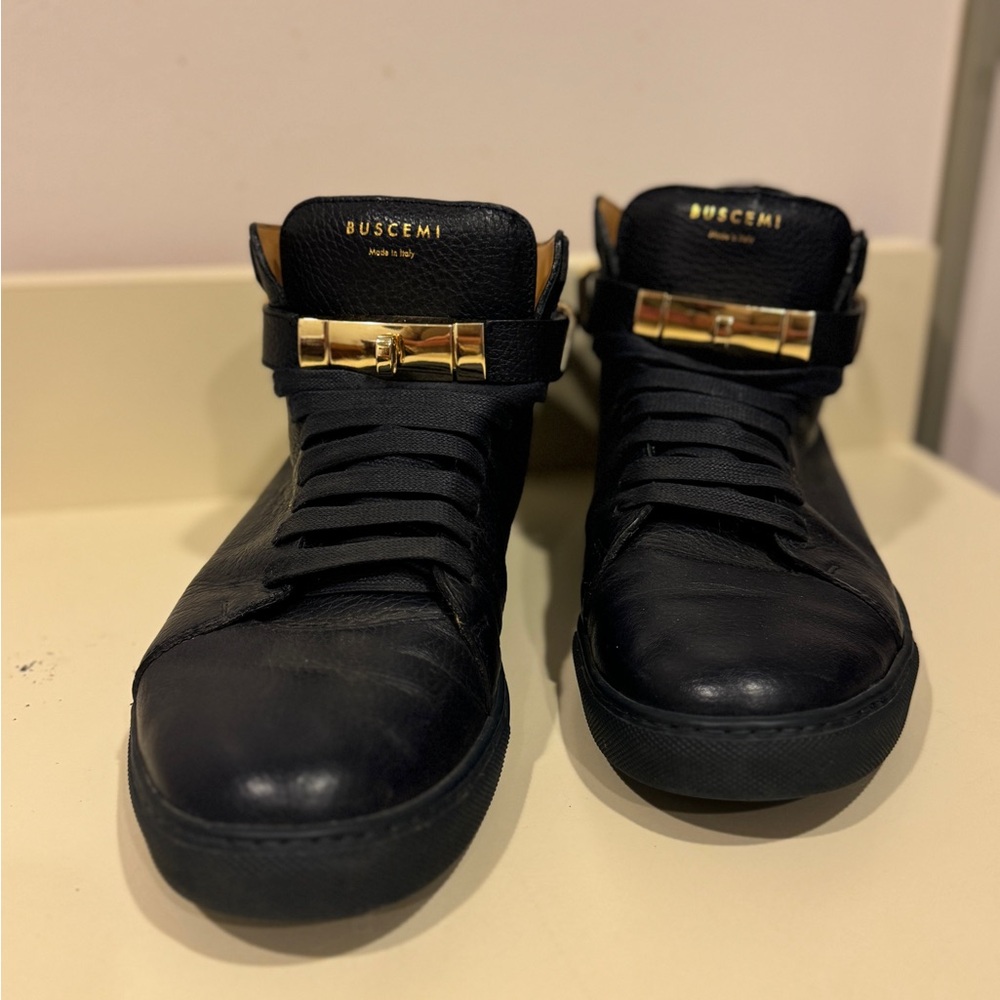 Buscemi Navy and Gold Men's Sneakers